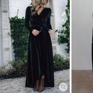 Baltic born Jada Ribbed Velvet Wrap Dress | Emerald medium